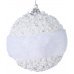 Χριστουγεννιάτικη Μπάλα Λευκή με Πέρλες και Γουνάκι (8cm)